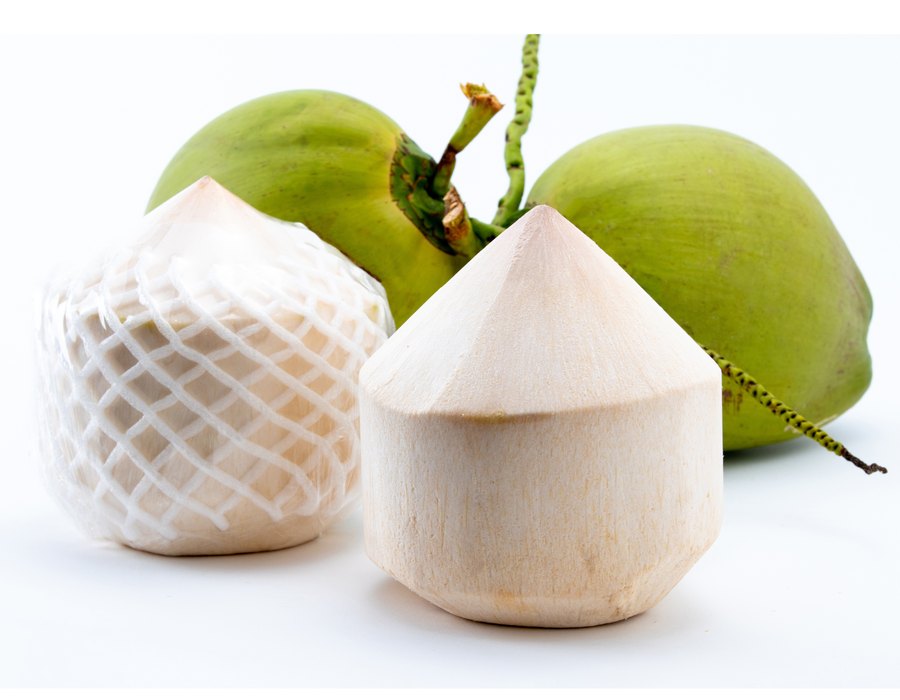 Trimmed young coconuts